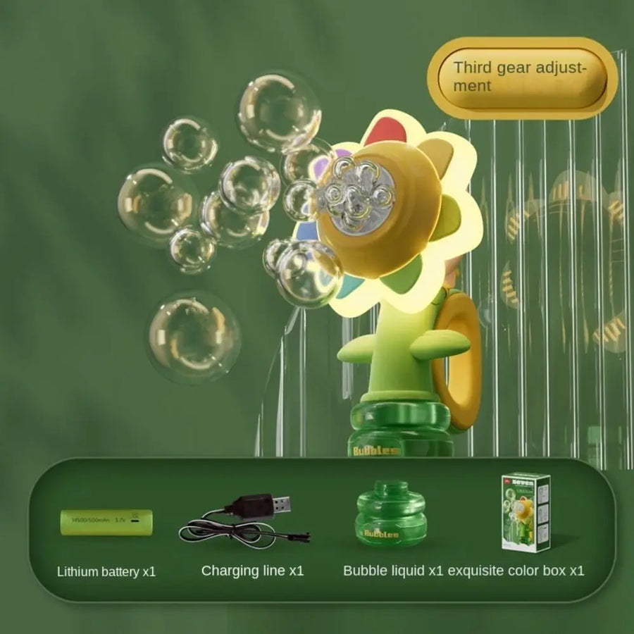 Electric Sunflower-Shaped Portable Kids Fun Bubble Maker Toy - Image 12