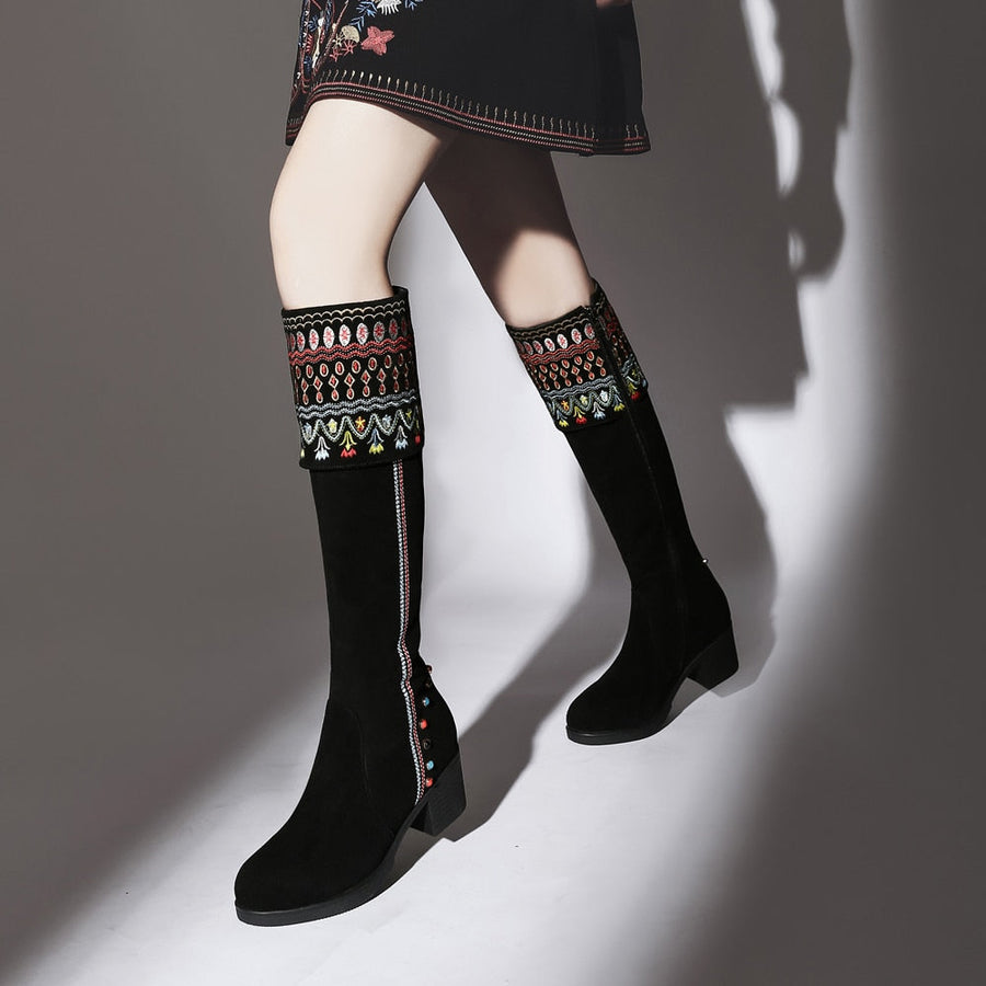 Colorful Low Heel High Sleeve Winter Boots - Image 3