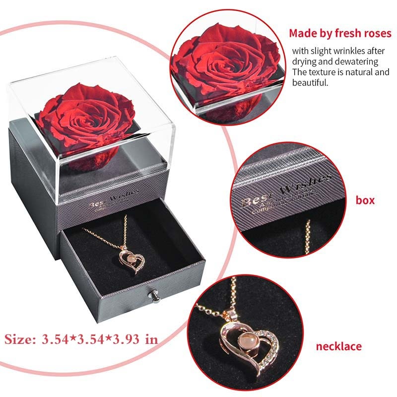 Natural Eternal Rose Necklace Jewelry Box - Image 1