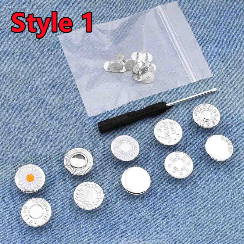 10Pcs Snap-On Seamless Metal Button Set