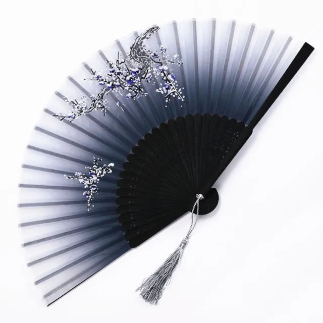 Traditional Japanese Style Floral Hand Fan - Image 8