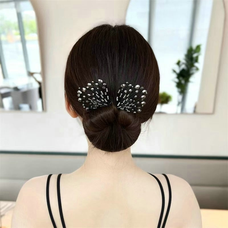 Korean Style Bow Hair Rhinestone Band - Image 1