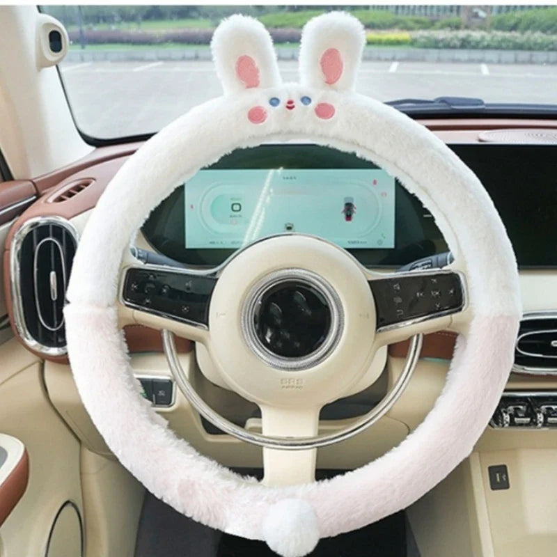 Soft Winter Animal Plush Steering Wheel Cover - Image 6