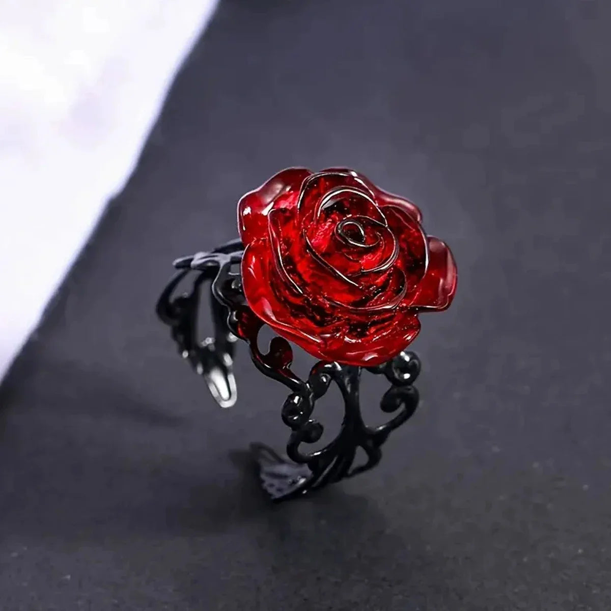Gothic Dark Rose Ring - Image 6