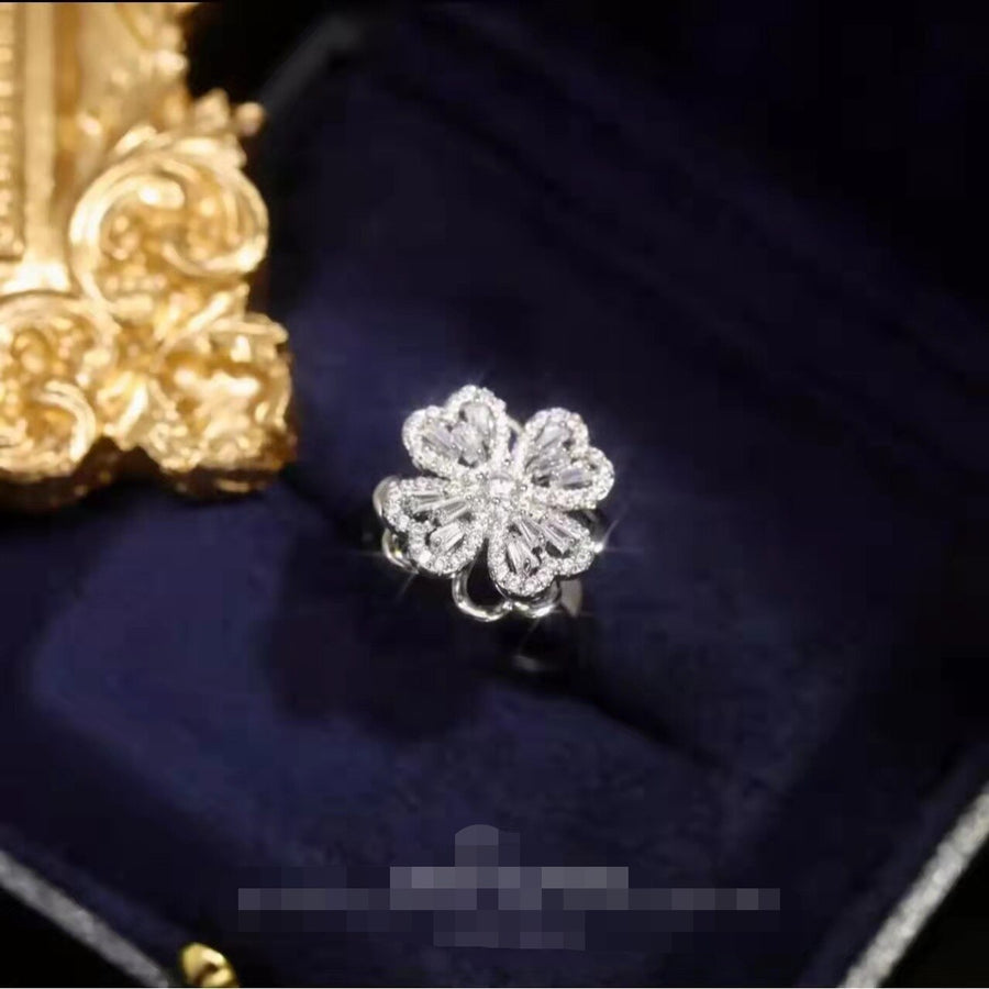 Rotating Flower Zircon Clover Ring - Image 9