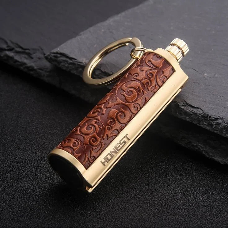 Leather Keychain Metal Match Inferno Lighter - Image 5