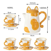 Orange Cat Handcrafted Ceramic Coffee & Tea Set - Image 5