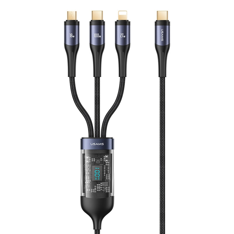 3in1 Digital Display Quick Charging Universal Charging Cable