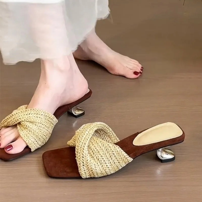 Breeze Mule Knit Square Toe Heeled Sandals - Image 4