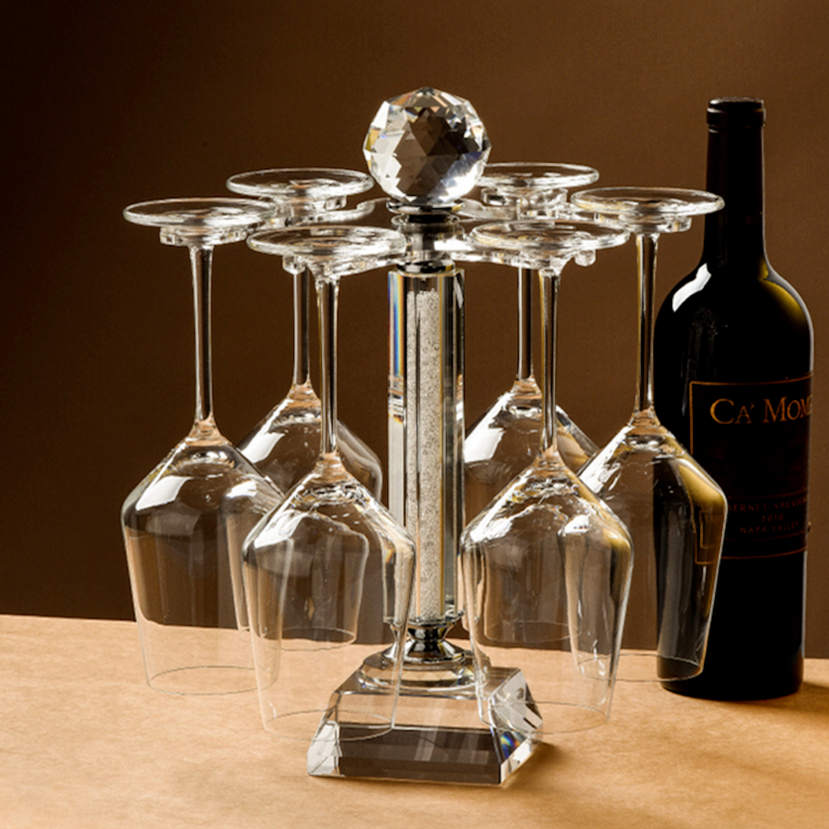 Rotatable Crystal Wine Glass Holder