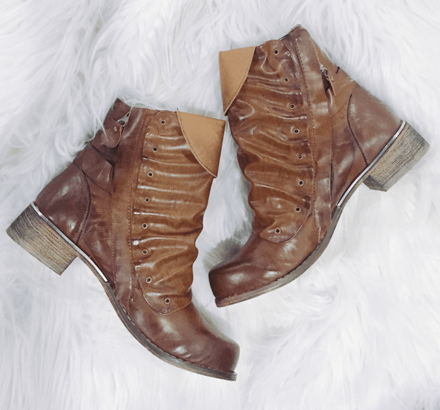 Leather Flat Ankle Winter Boots - Image 0