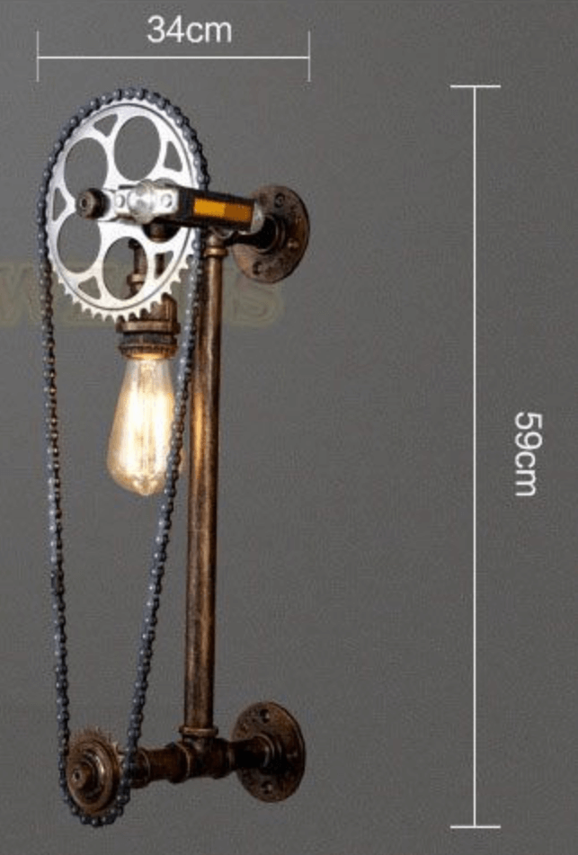 Vintage Loft Bicycle Gear Chain Lamp - Image 4