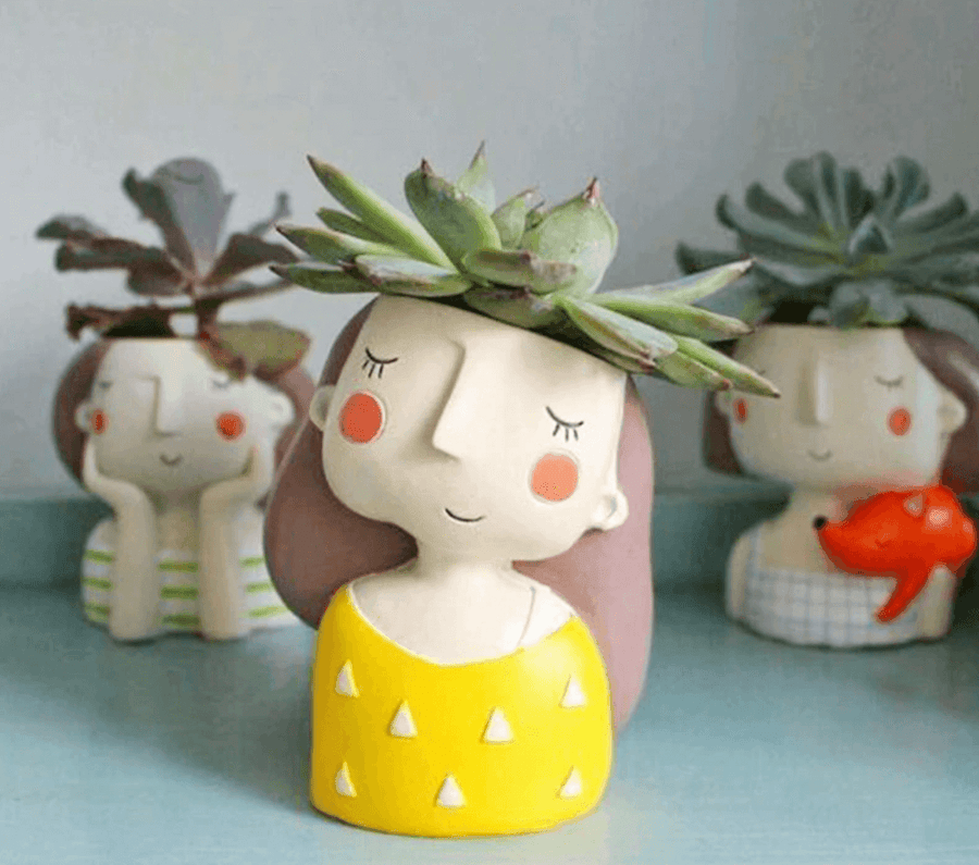Cute Girl Flowerpot Home Decor Vase - Image 0