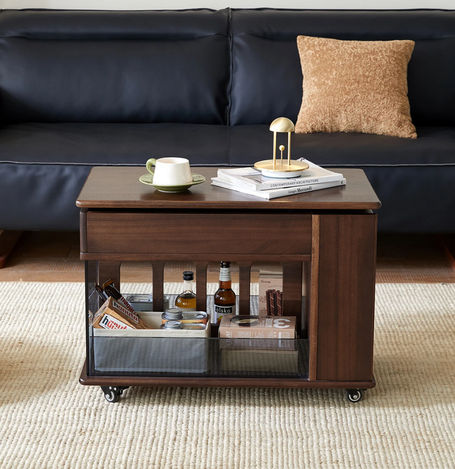 Walnut Wave Elegant Adjustable Rotating Side Table - Image 2