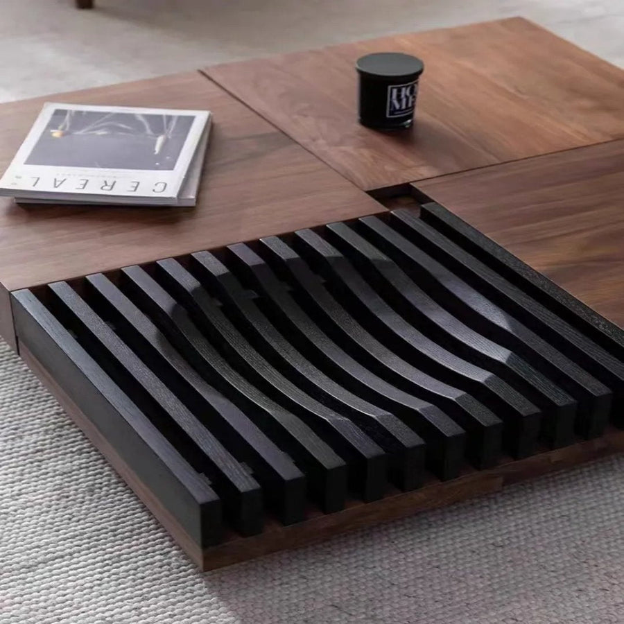 Sculpted Wave Centerpiece Wooden Coffee Table - Image 5