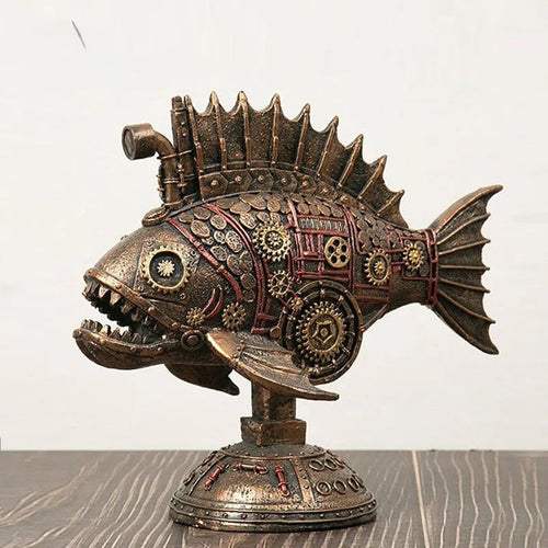 Steampunk Mechanical Blackfish Figurine - Image 0