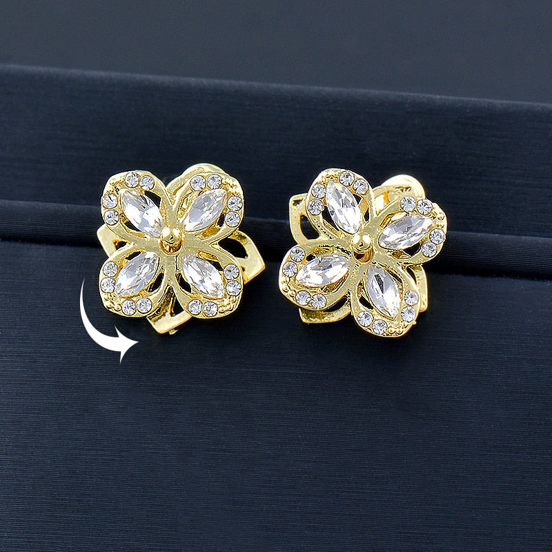 Elegant Rotatable Windmill Flower Earrings - Image 1