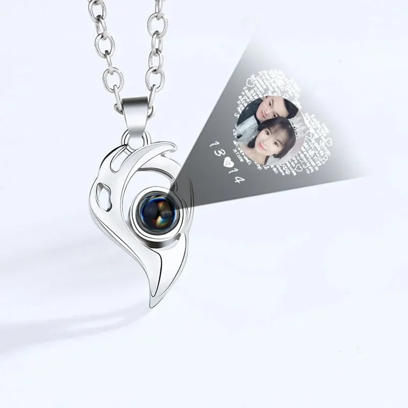 I Love You Magnetic Projection Couple Necklace Set - Image 4