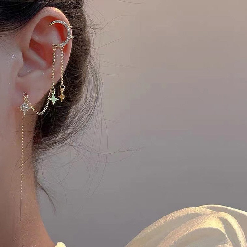 Sparkling Night Long Tassel Ear Clip - Image 0