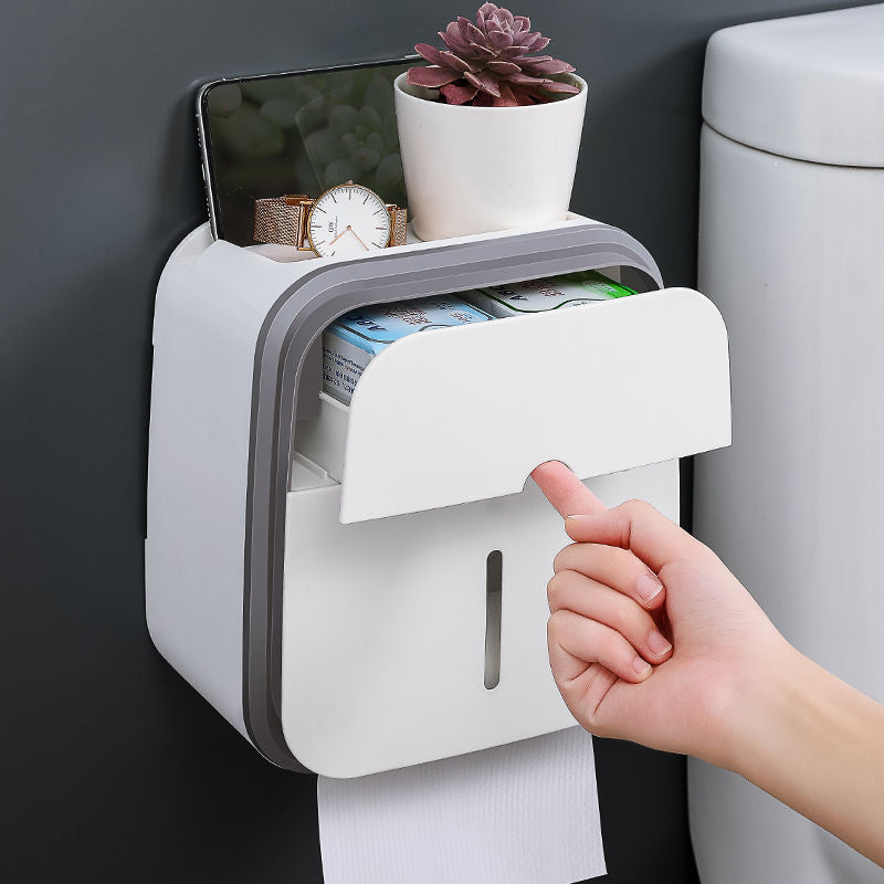 Wall-Mounted Bathroom Organizer Tissue Box Holder - Image 1