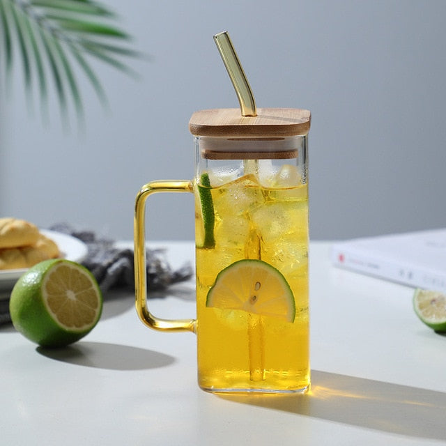 Stylish Square Large Capacity Mug with Straw - Image 1