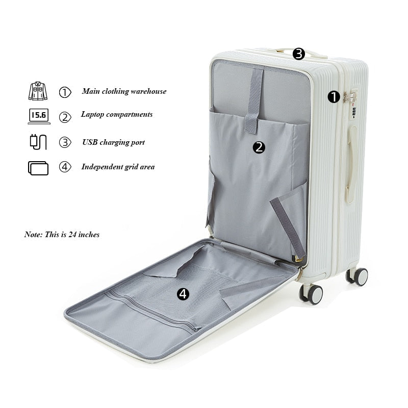 Multifunctional Password Protected Charge Easy Luggage - Image 2