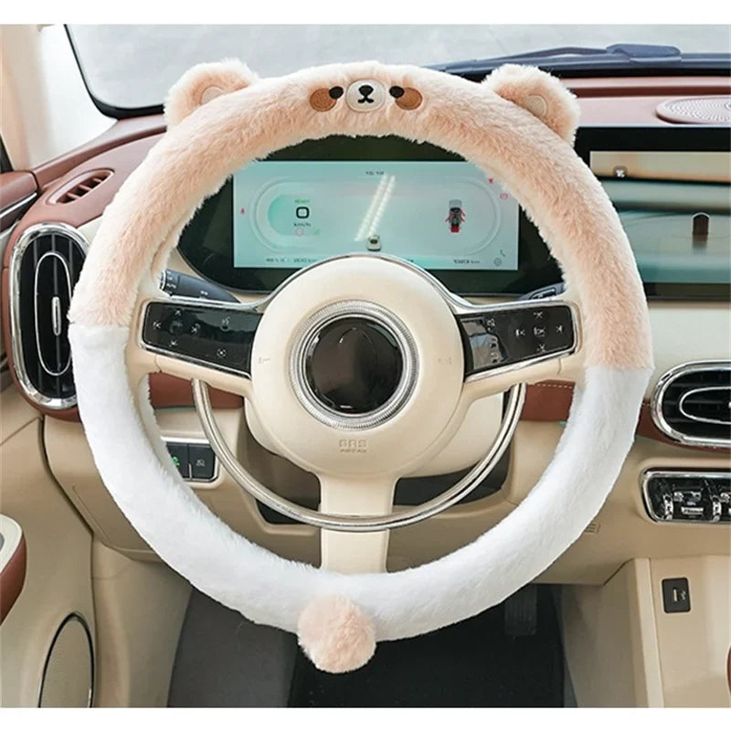 Soft Winter Animal Plush Steering Wheel Cover - Image 7