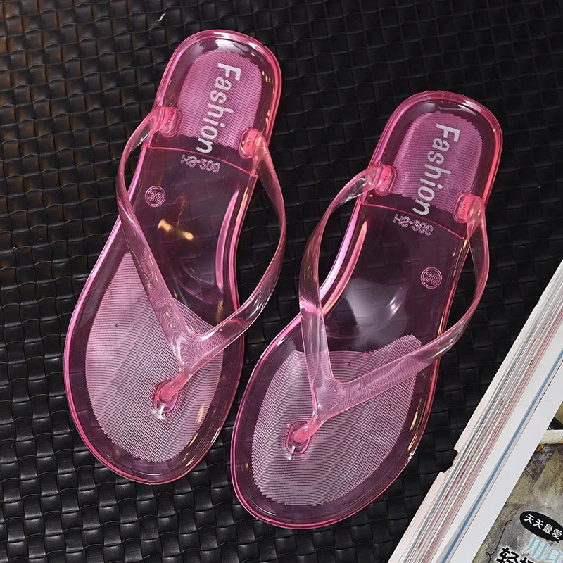 Jelly Clear Transparent Beach Flip Flops
