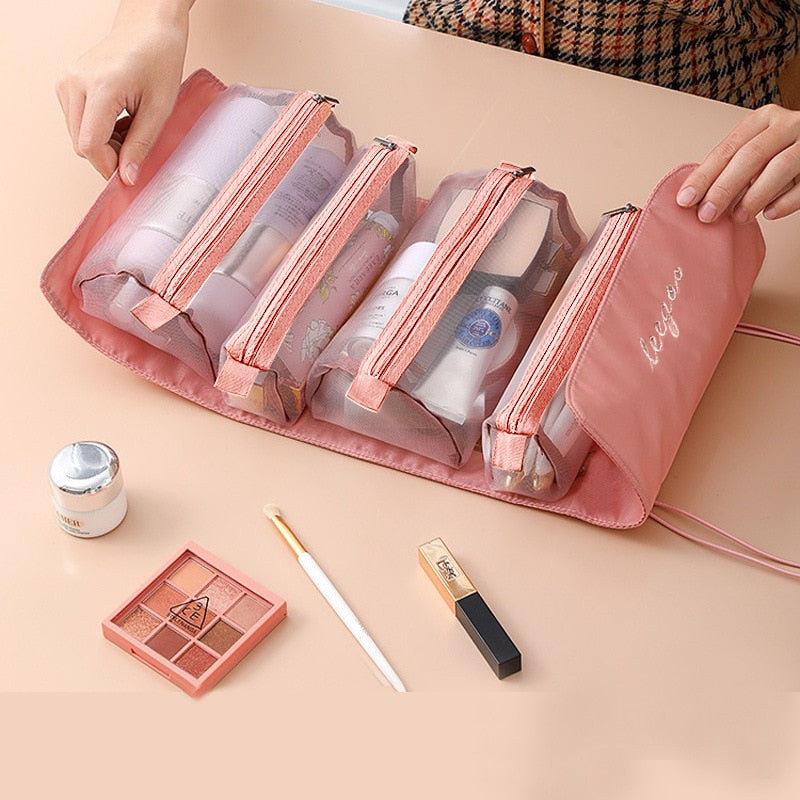 Foldable Detachable Mesh Cosmetic Travel Bag - Image 0