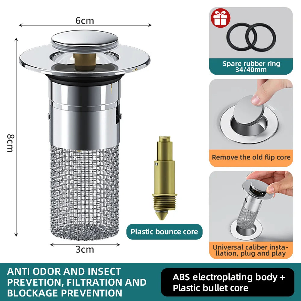 Pop-up Anti Clogging Drain Sink Strainer Filter