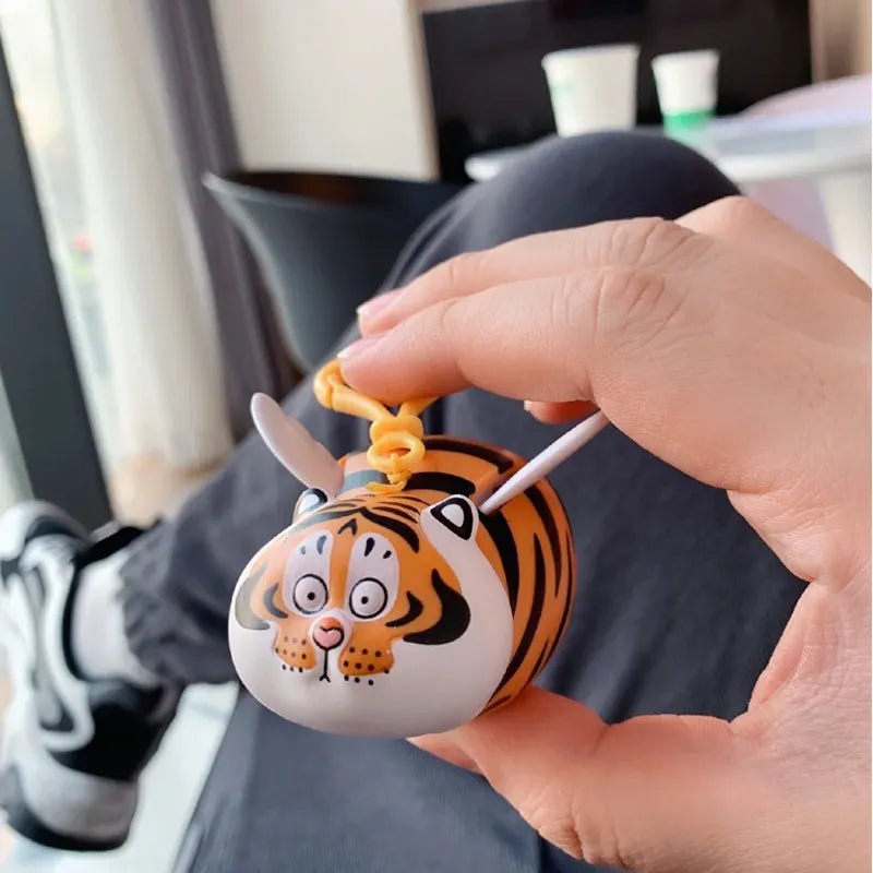 Confused Tiger Elastic Keychain Toy