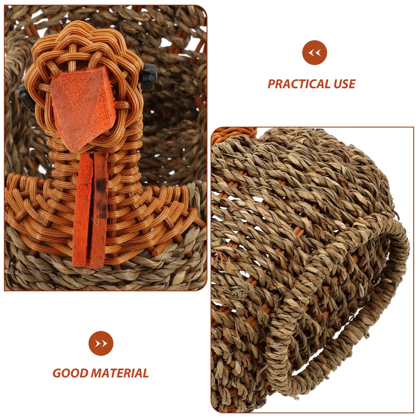 Handcrafted Natural Woven Turkey Shape Basket - Image 5