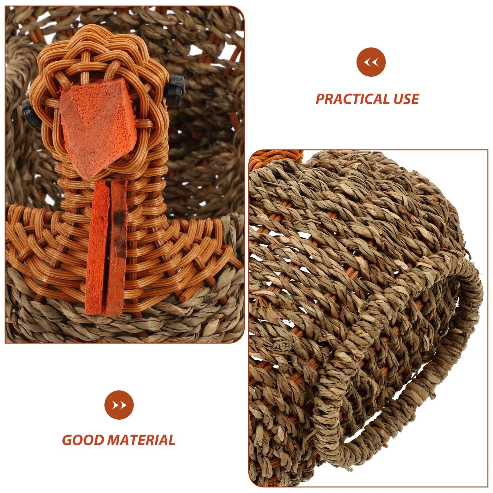Handcrafted Natural Woven Turkey Shape Basket - Image 5