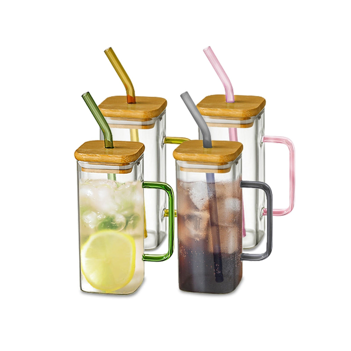 Stylish Square Large Capacity Mug with Straw