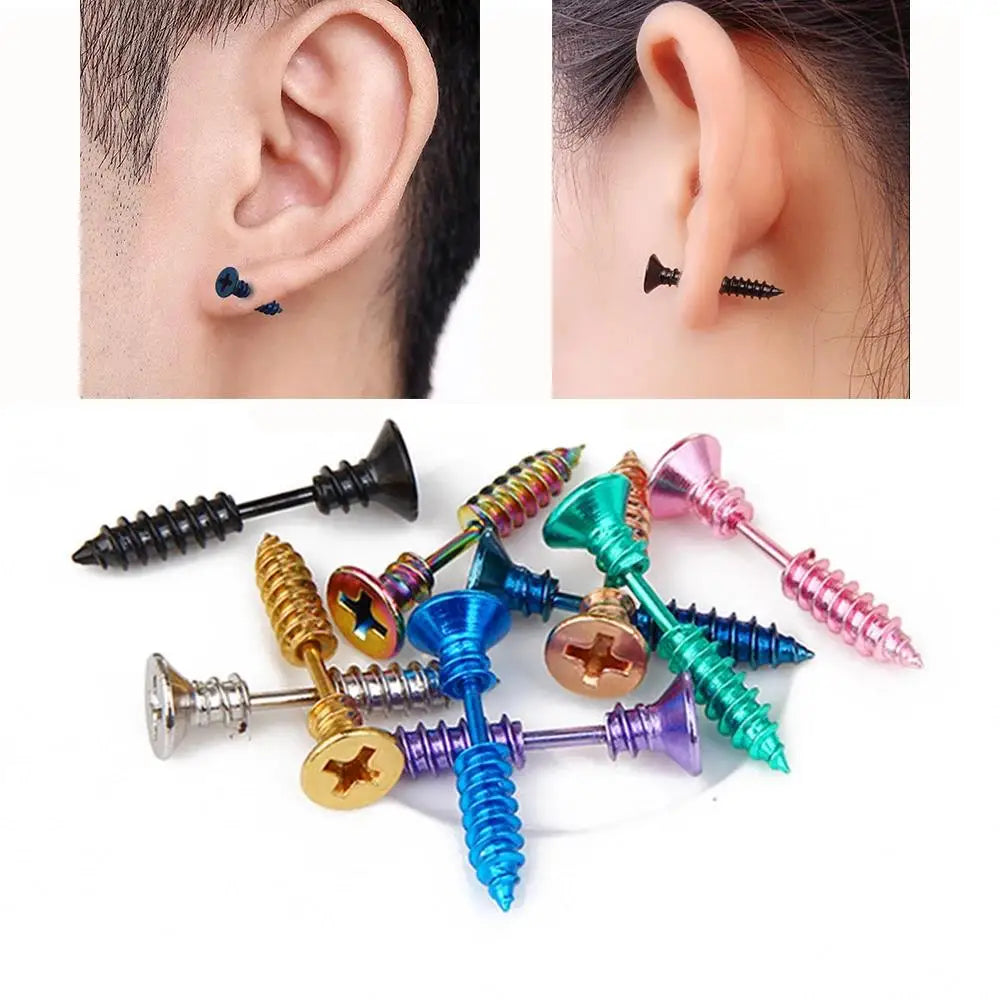 Realistic Screw Industrial Steel Earrings - Image 6