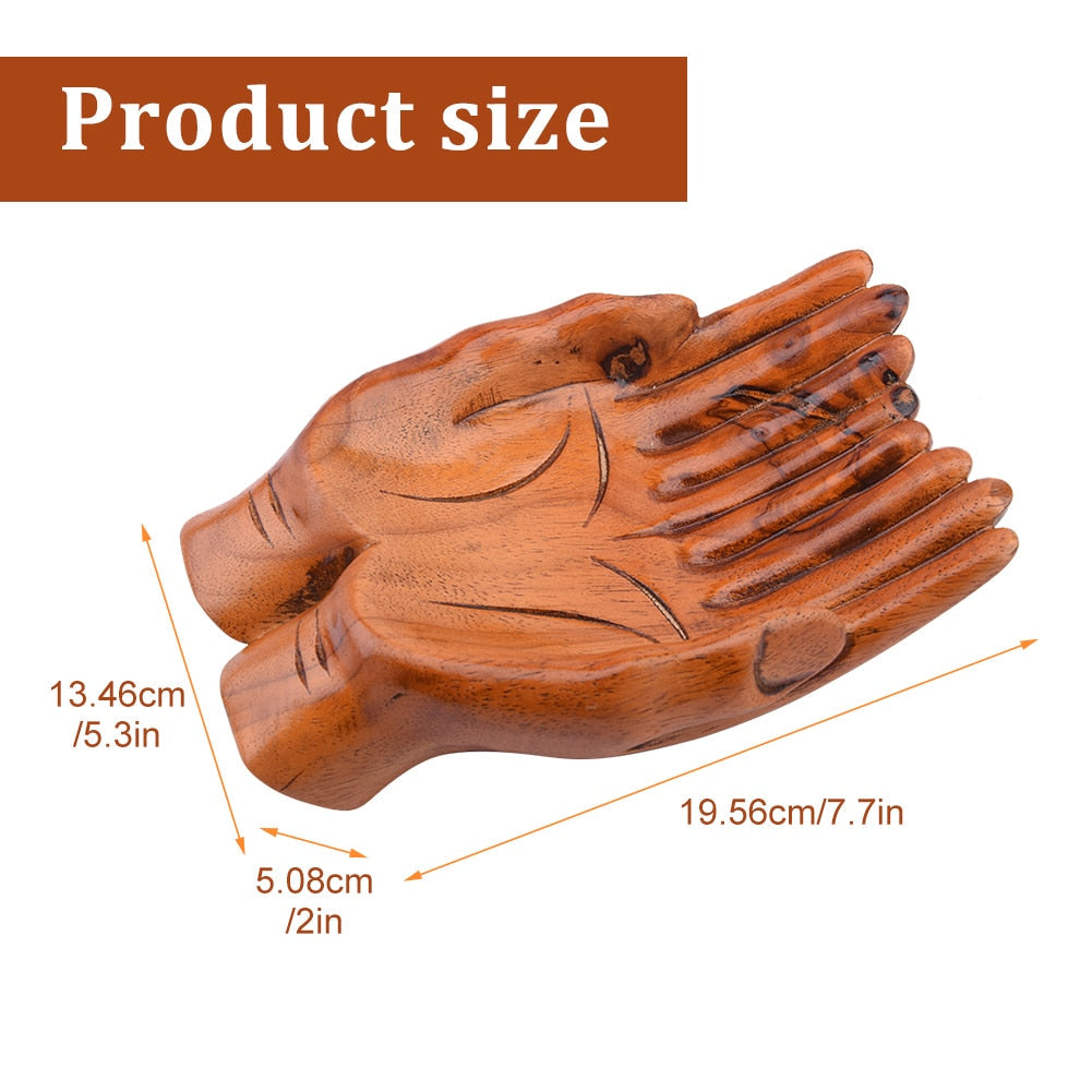 Giving Praying Wooden Carved Hands Candy Holder Home Decor