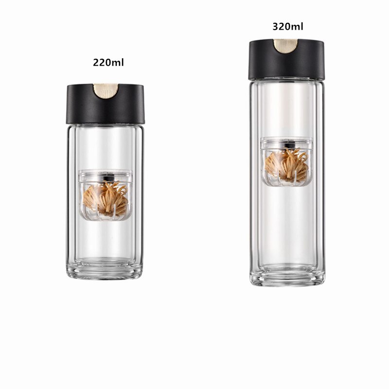 Double Wall Glass Magnetic Tea Infuser Bottle