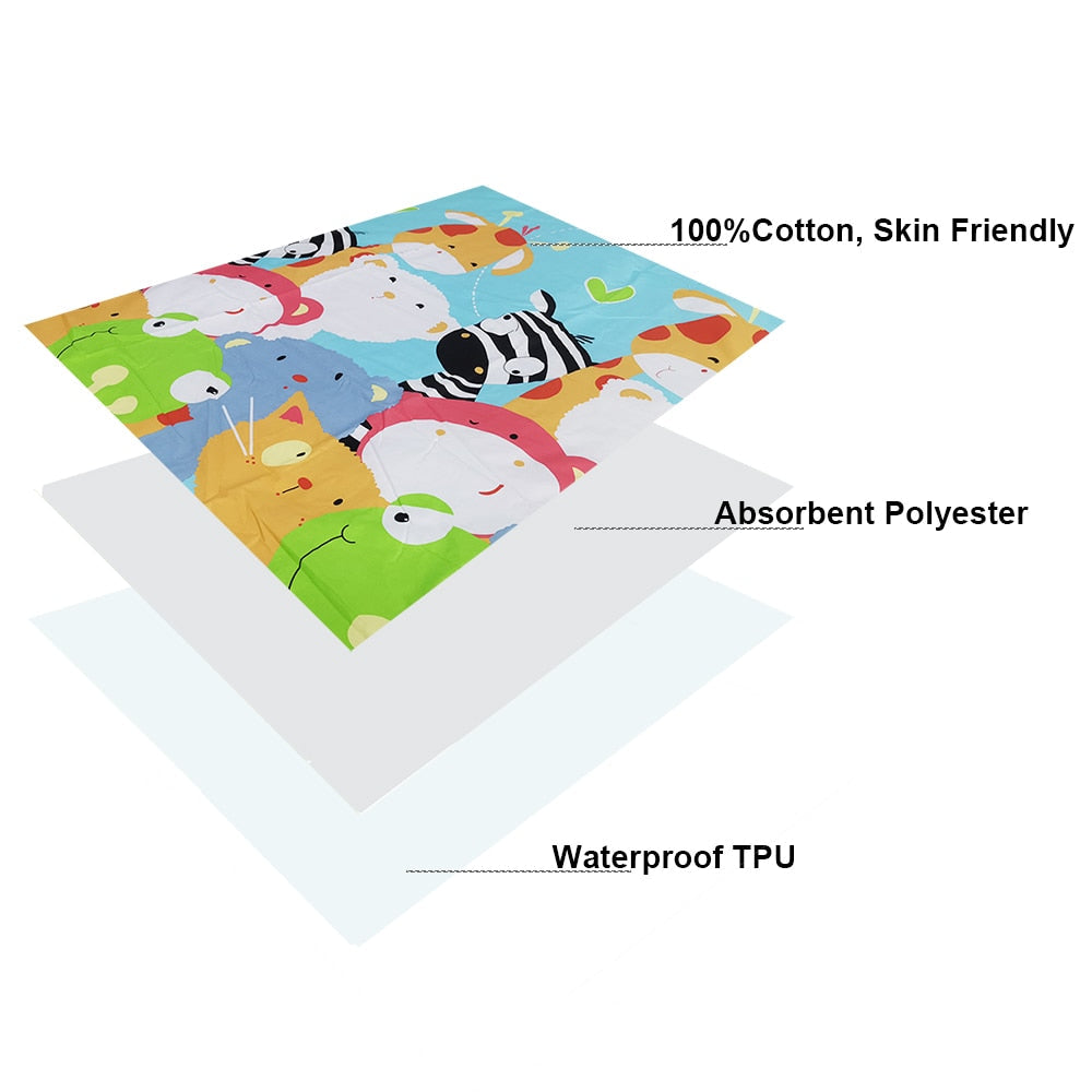 Cartoon Waterproof Reusable Changing Mat