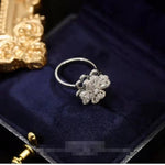 Rotating Flower Zircon Clover Ring