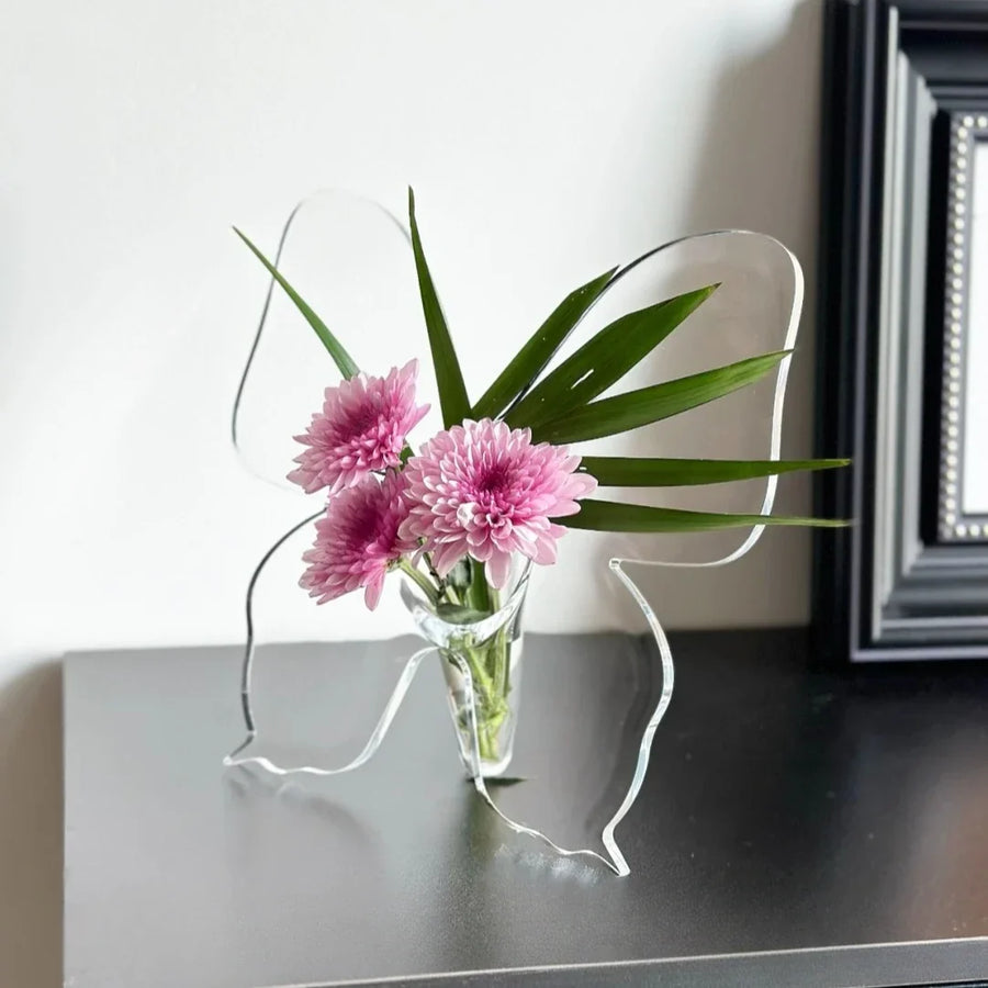 Artistic Butterfly Clear Flower Vase - Image 2