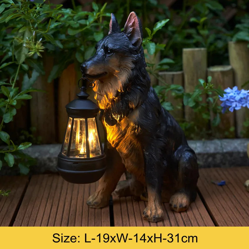 Solar-Powered Outdoor Resin Dog Statue Lamp - Image 8