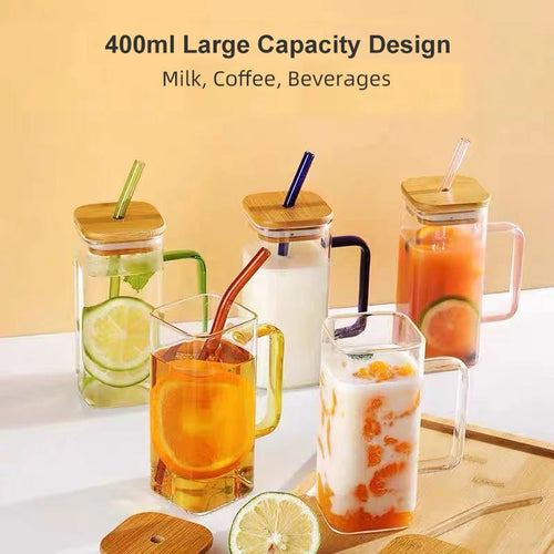 Stylish Square Large Capacity Mug with Straw - Image 0