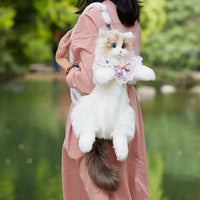 Realistic Cute Plush Cat Backpack - Image 3