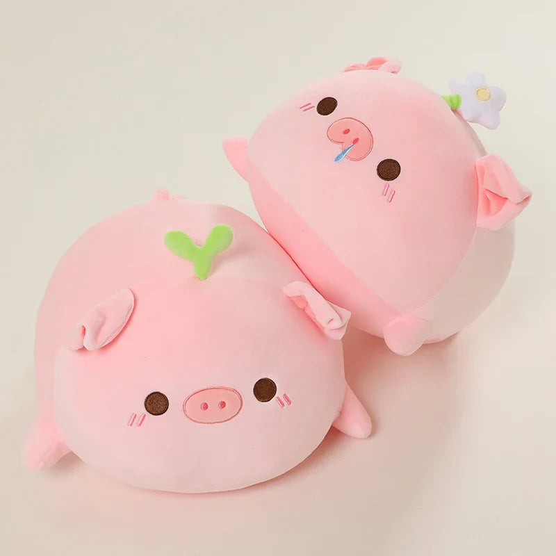 Petal Piggy Kawaii Flower Plush Pillow