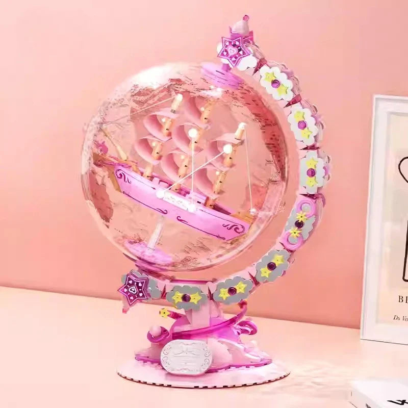 Fantasy Dream Pink Sailboat Globe Decor - Image 4