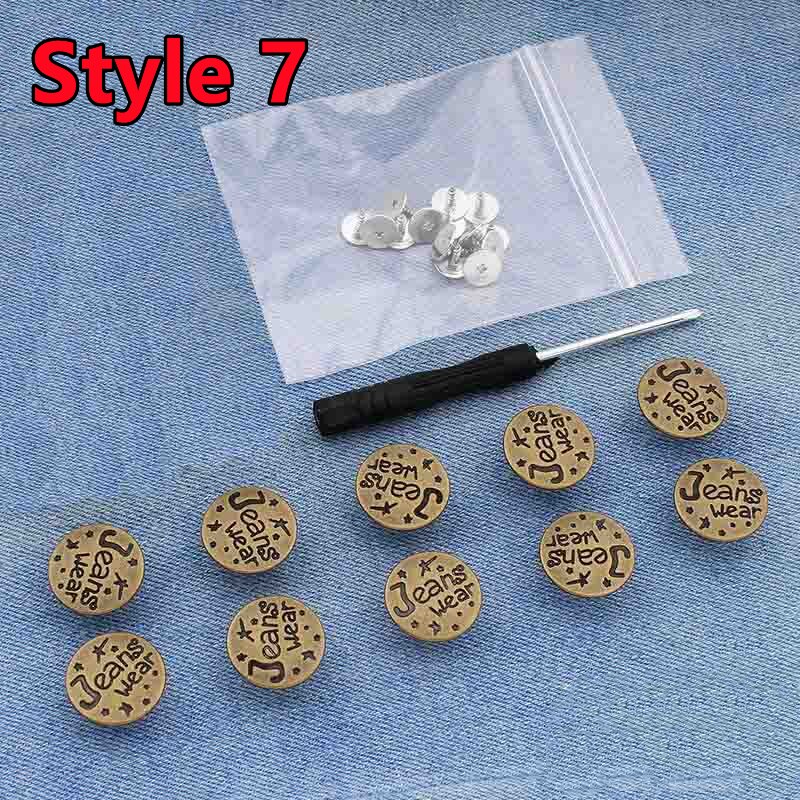 10Pcs Snap-On Seamless Metal Button Set - Image 14