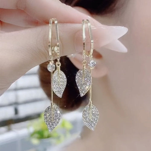 Nature Elegance Crystal Long Tassel Earrings - Image 0
