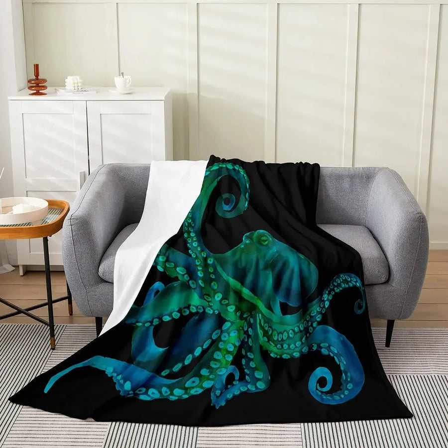 Sea Life Ocean Throw Octopus Blanket - Image 3
