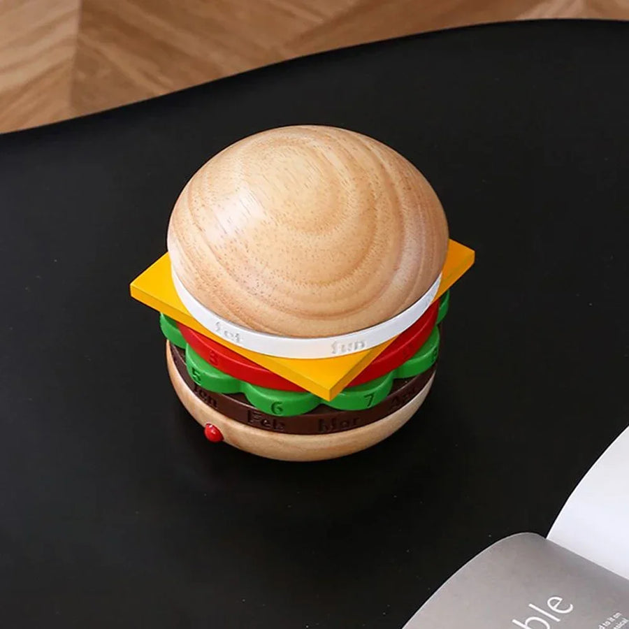 Rotating Wooden Hamburger Decorative Calender - Image 6