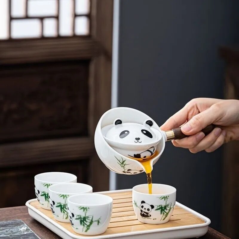 Panda Spin Rotating Tea Set